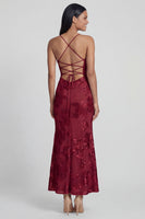 Load image into Gallery viewer, Mermaid Sage Green Floral Maxi Spaghetti Straps Beach Formal Dress