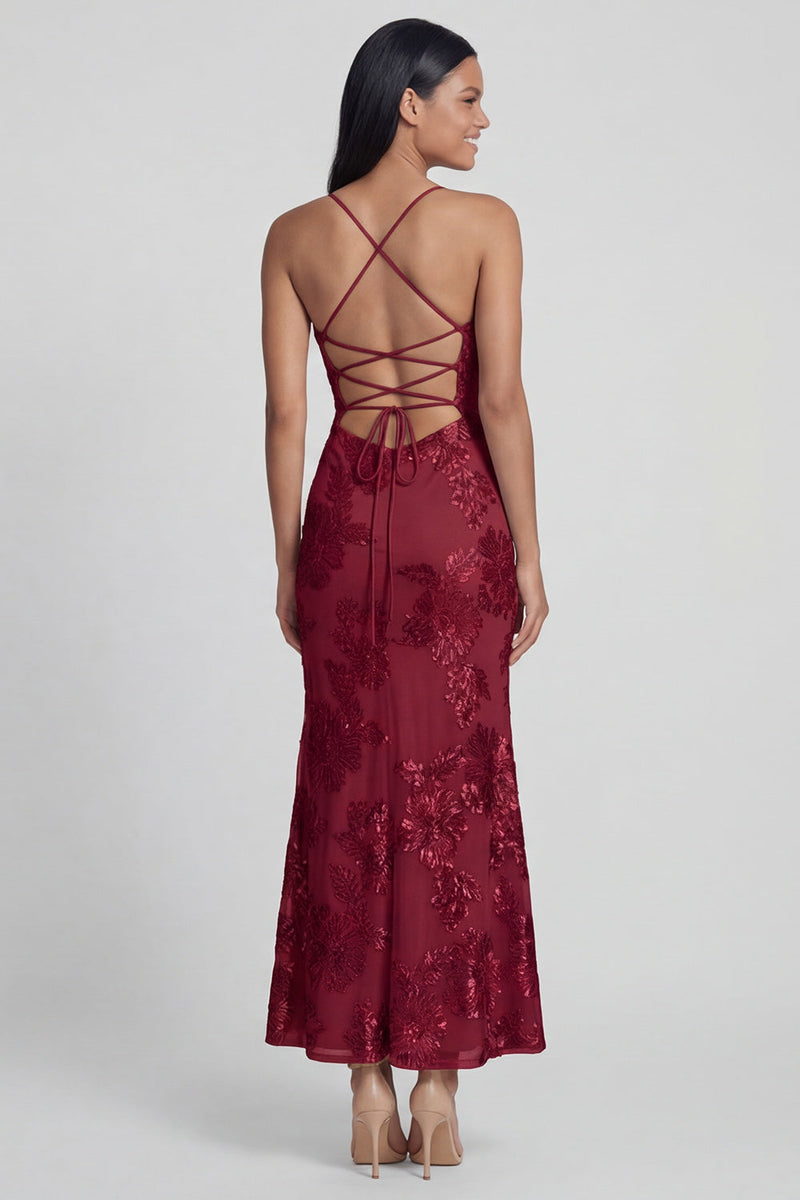 Load image into Gallery viewer, Mermaid Sage Green Floral Maxi Spaghetti Straps Beach Formal Dress