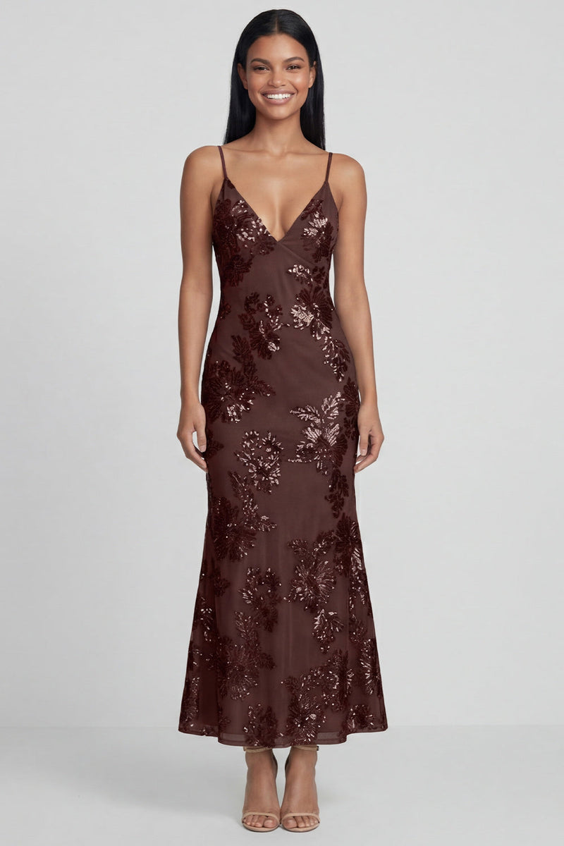 Load image into Gallery viewer, Mermaid Sage Green Floral Maxi Spaghetti Straps Beach Formal Dress
