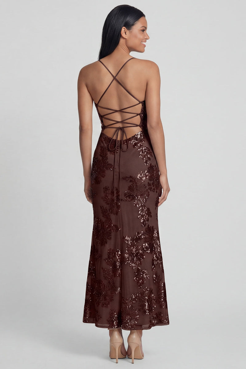 Load image into Gallery viewer, Mermaid Sage Green Floral Maxi Spaghetti Straps Beach Formal Dress