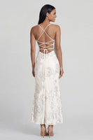 Load image into Gallery viewer, Mermaid Sage Green Floral Maxi Spaghetti Straps Beach Formal Dress