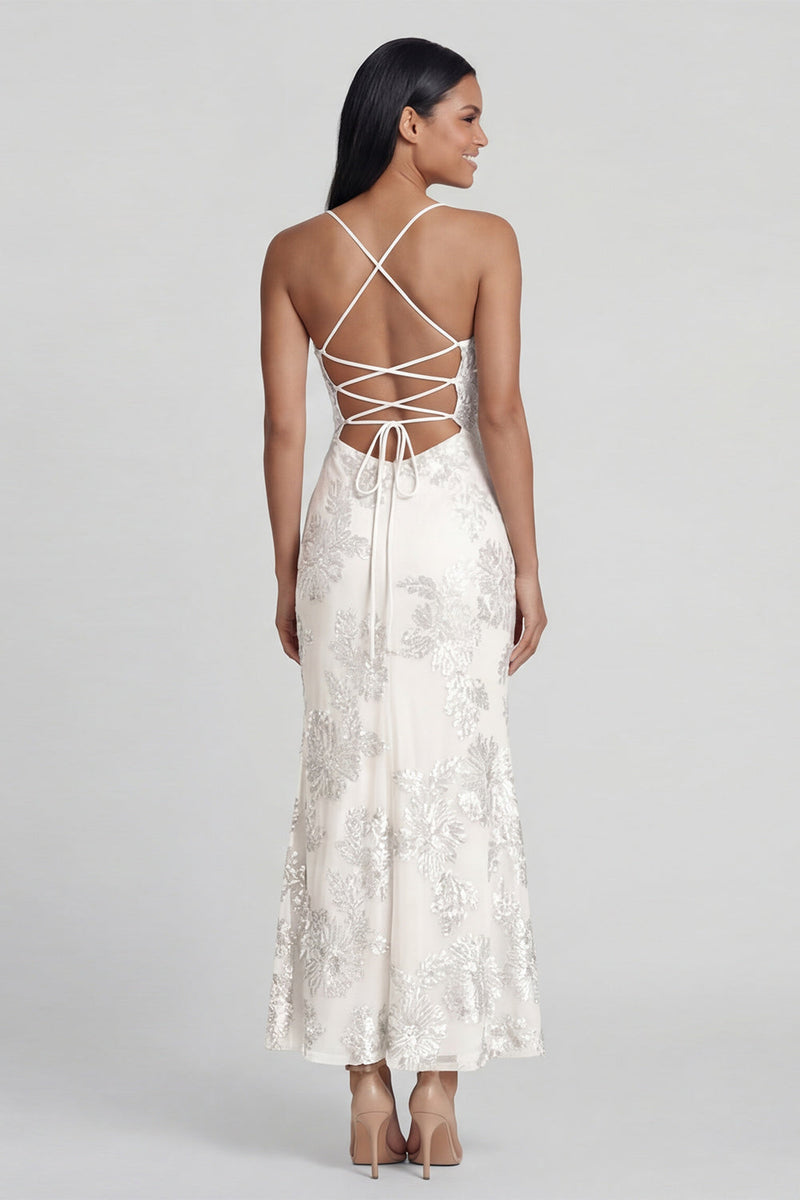 Load image into Gallery viewer, Mermaid Sage Green Floral Maxi Spaghetti Straps Beach Formal Dress