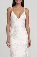 Load image into Gallery viewer, Mermaid Sage Green Floral Maxi Spaghetti Straps Beach Formal Dress