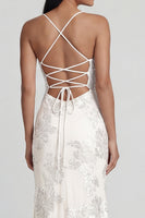 Load image into Gallery viewer, Mermaid Sage Green Floral Maxi Spaghetti Straps Beach Formal Dress