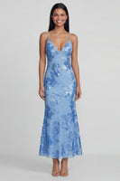 Load image into Gallery viewer, Mermaid Sage Green Floral Maxi Spaghetti Straps Beach Formal Dress