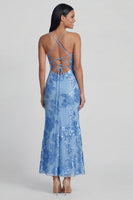 Load image into Gallery viewer, Mermaid Sage Green Floral Maxi Spaghetti Straps Beach Formal Dress