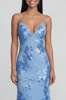 Load image into Gallery viewer, Mermaid Sage Green Floral Maxi Spaghetti Straps Beach Formal Dress