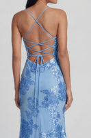 Load image into Gallery viewer, Mermaid Sage Green Floral Maxi Spaghetti Straps Beach Formal Dress