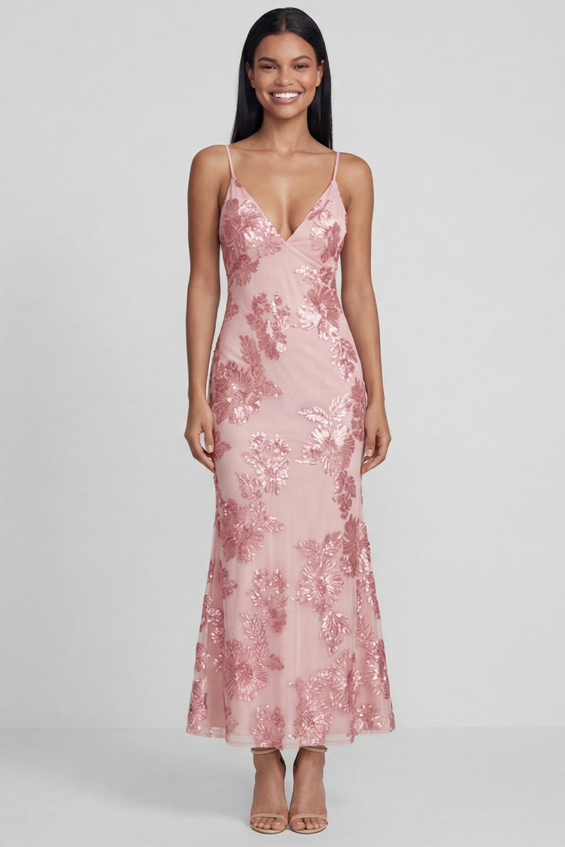 Load image into Gallery viewer, Mermaid Sage Green Floral Maxi Spaghetti Straps Beach Formal Dress