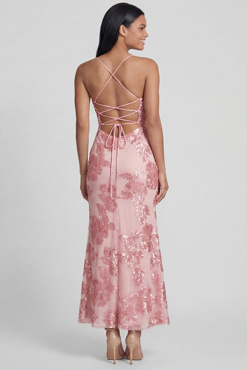 Load image into Gallery viewer, Mermaid Sage Green Floral Maxi Spaghetti Straps Beach Formal Dress
