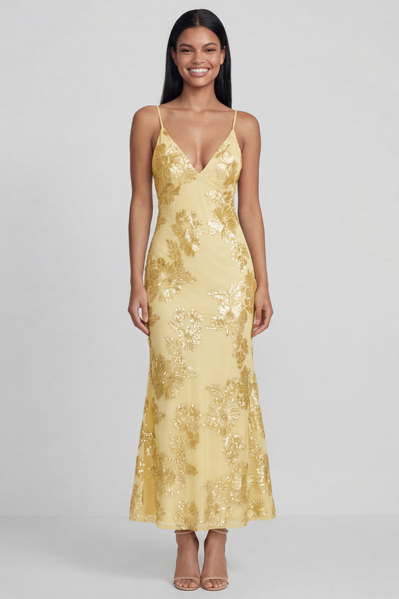 Load image into Gallery viewer, Mermaid Sage Green Floral Maxi Spaghetti Straps Beach Formal Dress