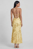 Load image into Gallery viewer, Mermaid Sage Green Floral Maxi Spaghetti Straps Beach Formal Dress