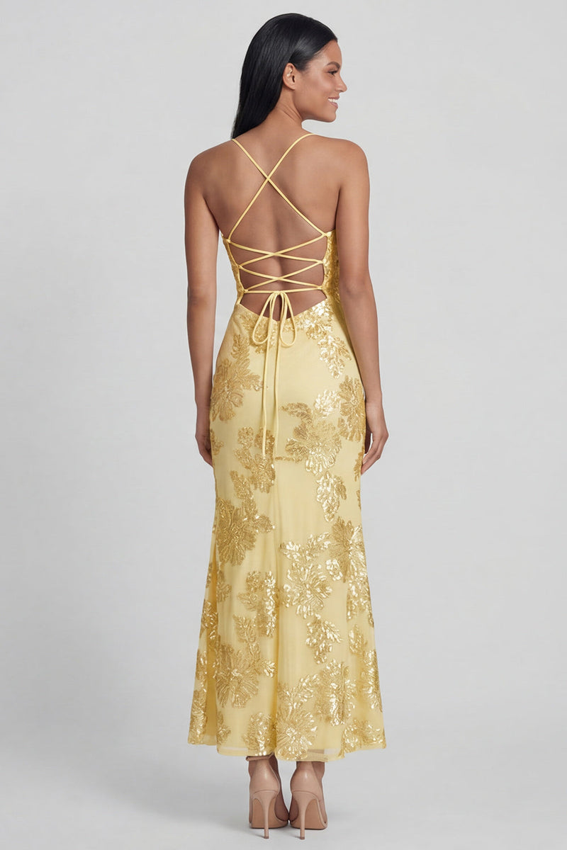 Load image into Gallery viewer, Mermaid Sage Green Floral Maxi Spaghetti Straps Beach Formal Dress