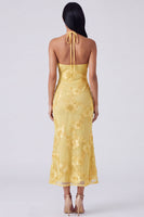 Load image into Gallery viewer, Mermaid Blue Floral Maxi Keyhole Halter Beach Formal Dress