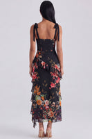 Load image into Gallery viewer, Floral Ivory Corset Sheath Ruffled Maxi Beach Formal Dress with Bows