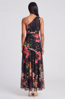 Load image into Gallery viewer, One Shoulder Floral A Line Ruched Ivory Maxi Beach Formal Dress