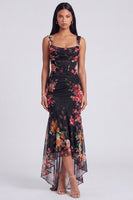 Load image into Gallery viewer, Corset Mermaid Ruched Ivory Maxi Floral Beach Formal Dress