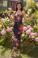 Load image into Gallery viewer, Halter Ruched Champagne Floral Sheath Maxi Beach Formal Dress