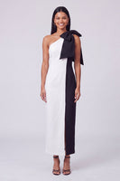 Load image into Gallery viewer, Fuchsia and Red Color Block Patchwork Sheath Long Formal Dress with Bow
