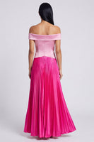Load image into Gallery viewer, Pink and Fuchsia A Line Color Block Patchwork Long Formal Dress with Pleats