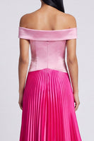 Load image into Gallery viewer, Pink and Fuchsia A Line Color Block Patchwork Long Formal Dress with Pleats