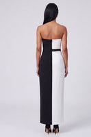 Load image into Gallery viewer, Sheath Strapless Black and White Color Block Patchwork Long Formal Dress