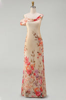 Load image into Gallery viewer, Floral Ivory Mermaid One Shoulder Maxi Beach Formal Dress