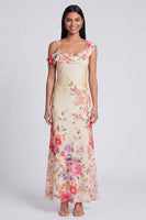 Load image into Gallery viewer, Floral Ivory Mermaid One Shoulder Maxi Beach Formal Dress