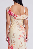 Load image into Gallery viewer, Floral Ivory Mermaid One Shoulder Maxi Beach Formal Dress