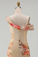 Load image into Gallery viewer, Floral Ivory Mermaid One Shoulder Maxi Beach Formal Dress
