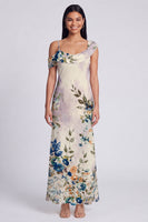 Load image into Gallery viewer, Floral Ivory Mermaid One Shoulder Maxi Beach Formal Dress