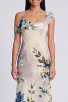 Load image into Gallery viewer, Floral Ivory Mermaid One Shoulder Maxi Beach Formal Dress