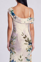 Load image into Gallery viewer, Floral Ivory Mermaid One Shoulder Maxi Beach Formal Dress