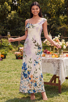 Load image into Gallery viewer, Floral Ivory Mermaid One Shoulder Maxi Beach Formal Dress