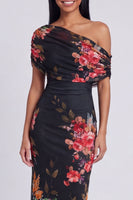 Load image into Gallery viewer, Ivory One Shoulder Sheath Ruched Floral Maxi Beach Formal Dress
