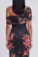 Load image into Gallery viewer, Ivory One Shoulder Sheath Ruched Floral Maxi Beach Formal Dress