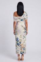 Load image into Gallery viewer, Ivory One Shoulder Sheath Ruched Floral Maxi Beach Formal Dress