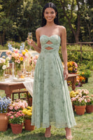 Load image into Gallery viewer, A Line Dusty Sage Maxi Beach Keyhole Wedding Guest Dress