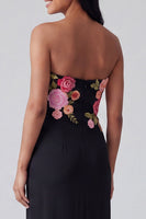 Load image into Gallery viewer, Strapless Light Yellow Floral Sheath Maxi Wedding Guest Dress