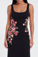 Load image into Gallery viewer, Thick Straps Mermaid Floral Black Maxi Beach Wedding Guest Dress