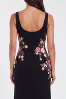 Load image into Gallery viewer, Thick Straps Mermaid Floral Black Maxi Beach Wedding Guest Dress