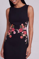 Load image into Gallery viewer, Round Neck Floral Sheath Black Maxi Beach Wedding Guest Dress