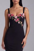 Load image into Gallery viewer, Mermaid Floral Black Thick Straps Maxi Beach Wedding Guest Dress