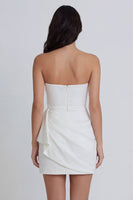 Load image into Gallery viewer, Strapless Tight Ruched Ivory Short Hen Do Dress with Sash