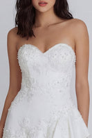Load image into Gallery viewer, Ruffled A Line Strapless Floral Ivory Short Hen Do Dress with Pearls