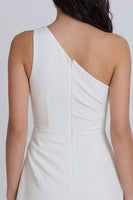 Load image into Gallery viewer, One Shoulder Ruched Ivory A Line Short Hen Do Dress