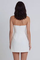 Load image into Gallery viewer, Tube Top Ruched Ivory A Line Short Hen Do Dress