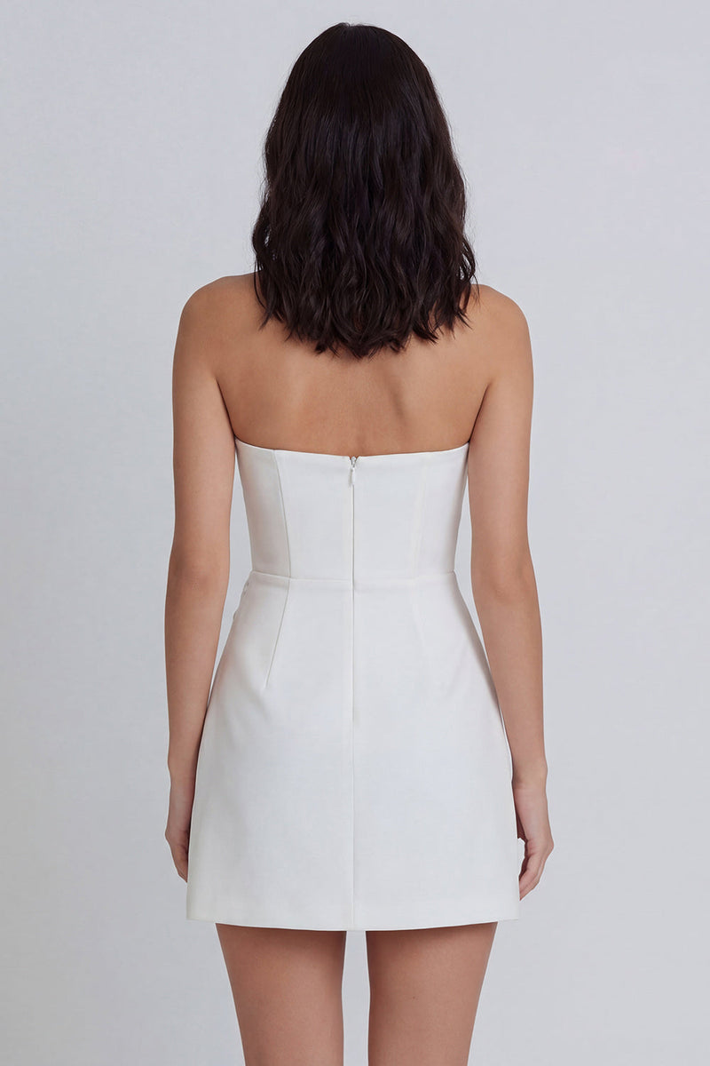Load image into Gallery viewer, Tube Top Ruched Ivory A Line Short Hen Do Dress