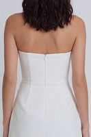 Load image into Gallery viewer, Tube Top Ruched Ivory A Line Short Hen Do Dress
