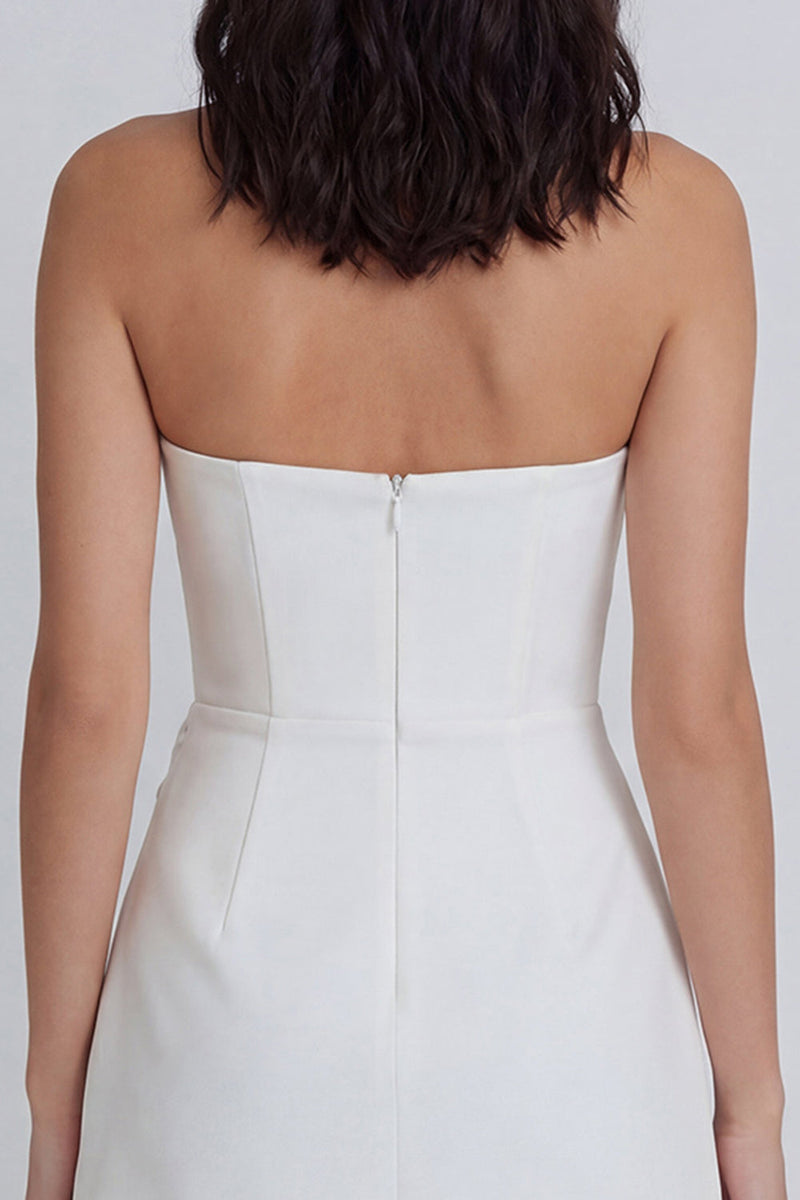 Load image into Gallery viewer, Tube Top Ruched Ivory A Line Short Hen Do Dress